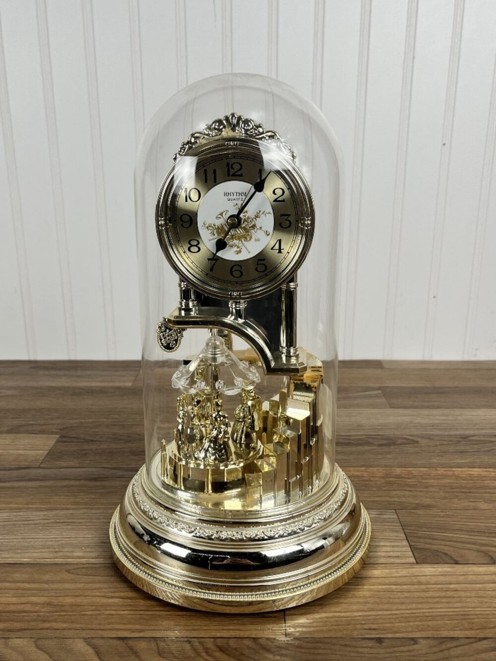 Vintage Rhythm Quartz Anniversary Dome Clock Carousel Of Dancers